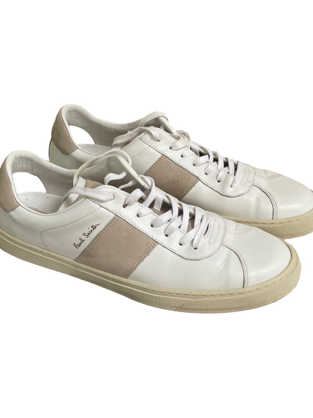 Paul Smith White and Beige Low-Top Sneakers